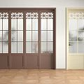 Brown And Cream Glass Doors With Geometric Patterns For Interior Design 3d model