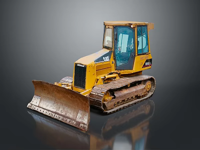 Yellow Construction Bulldozer With Tracks Front Blade And Operator Cab 3d model