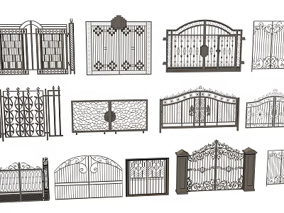 Various Decorative Wrought Iron Gate Designs With Ornate Patterns And Styles 3d model