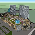 Modern Commercial Complex Featuring Twin Towers Open Plaza And Architectural Design
