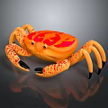 Aquatic Animal Orange Crab With Red Patterns Red Spots On Legs And Black Claws