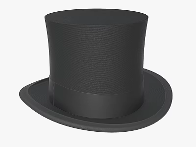Classic Black Top Hat with Smooth Surface and Brim for Formal Events 3d model