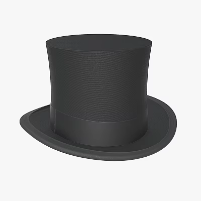 Classic Black Top Hat with Smooth Surface and Brim for Formal Events 3d model