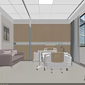 Modern Hospital Ward Interior With Medical Bed Window TV And Cabinets