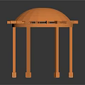 Orange Dome Pavilion Building With Support Columns And Circular Design Structure