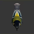 Small Colorful Bird With Black Head White Cheek Yellow Belly And Blue Wings