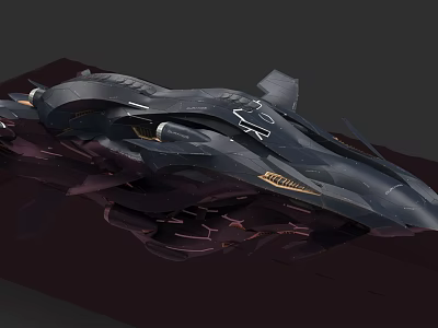 Futuristic Black Car With Sleek Aerodynamic Lines Sharp Edges And Gold Accents 3d model