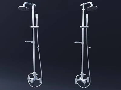 Two Modern Shower Faucets With Handheld Spray And Overhead Shower Design 3d model
