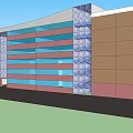 Modern Commercial Complex Exterior With Glass Facade Red Brown Walls And Multi Storey Design