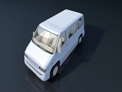 White Commercial Van 3D Model Display on Dark Background with Clean Exterior 3d model