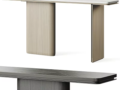 Modern Functional Desk Design With Wooden Top And Sleek Cylindrical Legs 3d model