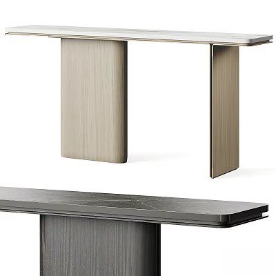 Modern Functional Desk Design With Wooden Top And Sleek Cylindrical Legs 3d model