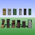 Public Trash Bins With Various Colors And Different Design Styles For Facilities