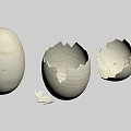 Textured Eggshells in Intact Partially Broken and Cracked States 3d model