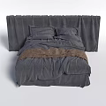 Cozy Gray Double Bed With Soft Bed Linens Upholstered Headboard And Brown Blanket