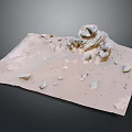 Wooden Stone Slab with Irregular Rock Formations and Scattered Small Stones Natural Decorative Element