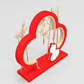 Traditional Chinese Window Display Decoration With Red Frame Lantern Bamboo And White Gourd