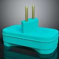 Blue Electrical Plug With Golden Pins Modern Design For Home Electronic Devices