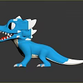 Cute Blue Cartoon Dragon 3D Model With White Horns And Red Sharp Teeth 3d model