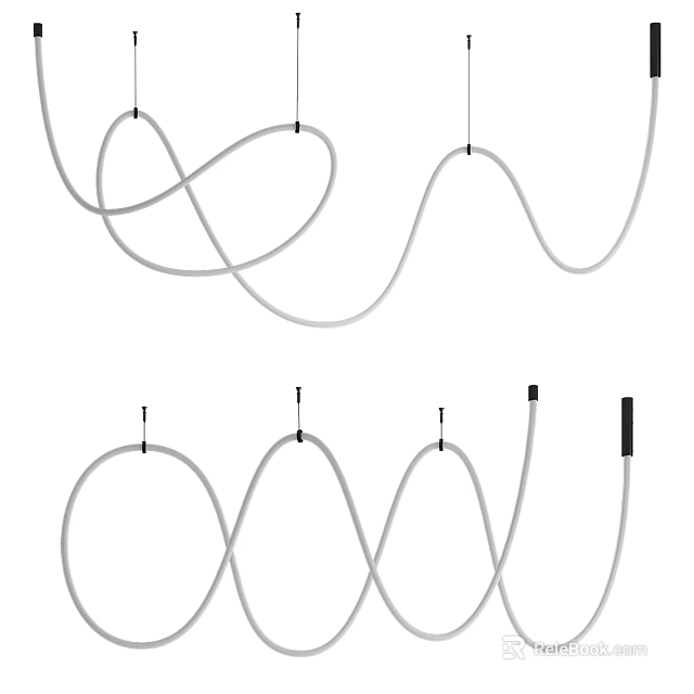 Modern Curved Wavy Lines Chandelier Design for Contemporary Home Interior Decoration 3d model 