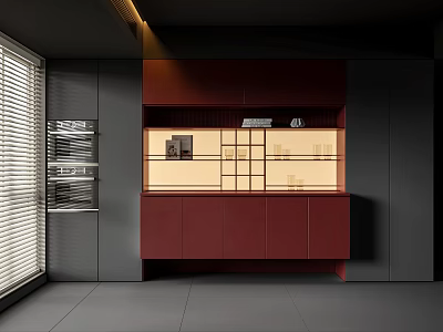 Modern Entryway Cabinet and Side Cabinet with Glass Doors and Storage Design 3d model