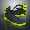Stylish High Top Shoes Dark Gray Upper Neon Yellow Sole And Black Laces