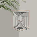 Creative 3D Wall Lamp With Staircase Figurine And Palm Leaf Decoration