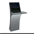 Public Facility Interactive Information Kiosk With Touch Screen Keyboard And White Stand For Public Use 3d model