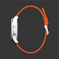 Orange Silicone Strap Watch With Silver Dial And Metal Case Design