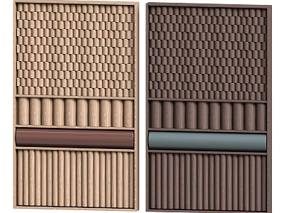 Stylish Wardrobe Doors With Light And Dark Brown Textured Panels And Accent Strips 3d model