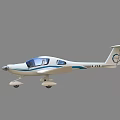 White Light Aircraft With Blue Stripes Single Engine Two Seater Design 3d model