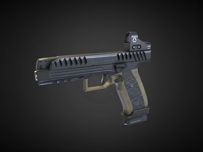 Modern Tactical Pistol With Black Body Sleek Structure Brown Textured Grip And Ergonomic Design 3d model
