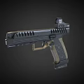 Modern Tactical Pistol With Black Body Sleek Structure Brown Textured Grip And Ergonomic Design