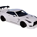White Modified Sports Car With Large Rear Spoiler Black Wheels And Aerodynamic Design