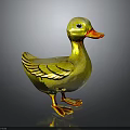 Yellow Decorative Duck Figurine Featuring Shiny Feathers Orange Beak And Feet