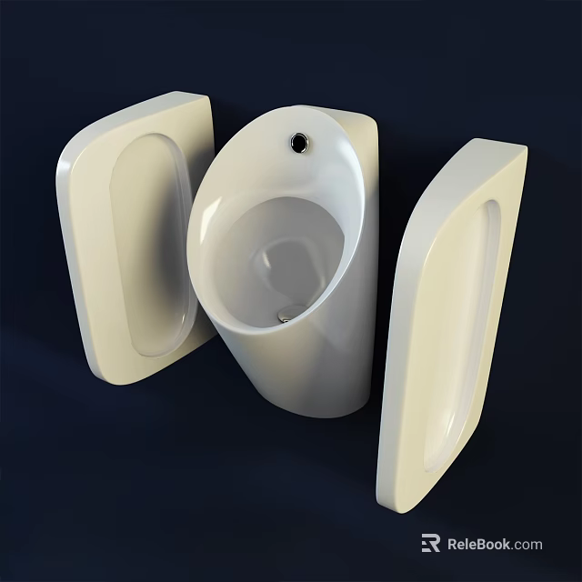 Sleek Modern Wall Mounted Ceramic Urinals With Various Bathroom Designs 3d model 