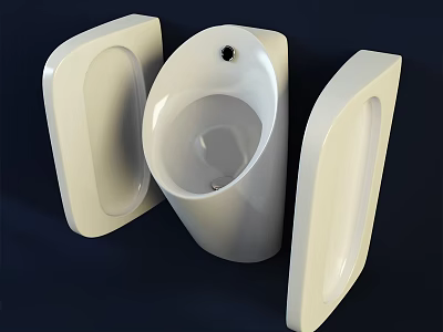 Sleek Modern Wall Mounted Ceramic Urinals With Various Bathroom Designs 3d model
