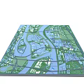 Commercial Equipment 3D Urban Planning Model With Roads Rivers And Green Spaces