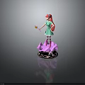 Pink Haired Girl In Green Dress With Flower Shaped Wand And Purple Petal Base