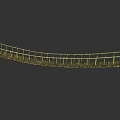 Rustic Suspension Bridge Structure With Mossy Wooden Planks And Rope Railings