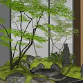 Natural Garden Landscape Design With Lush Green Trees Natural Rocks And Grass