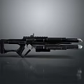 Futuristic Black Sci Fi Gun with Dual Barrels Sleek Design and Reflective Surface 3d model