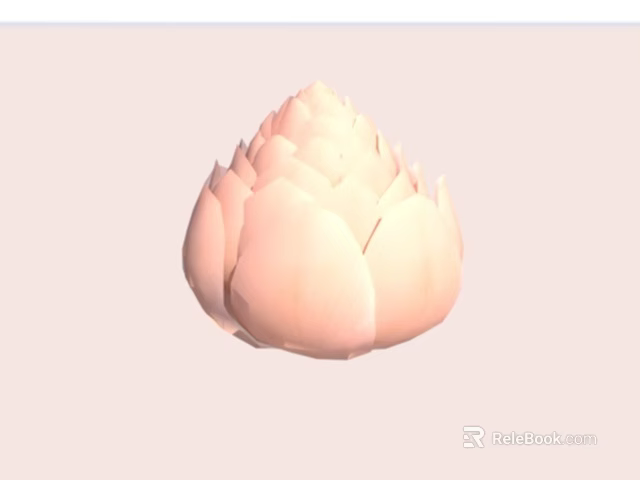 Pink Bud Shaped Sculpture Carving With Flower Like Delicate Petals And Smooth Surface 3d model 