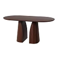 Modern Oval Wooden Dining Table With Two Unique Support Legs And Smooth Surface 3d model