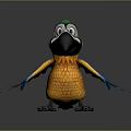 Cartoon Parrot Character With Green Head Yellow Body And Blue Open Wings