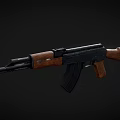 Classic Assault Rifle With Wooden Stock And Black Metal Components Detailed View