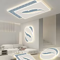Modern White Ceiling Light with Blue Leaf Design and Dotted Pattern for Living Room Decoration