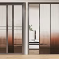 Modern Sliding Doors With Brown Gradient Glass And Metal Frame For Interior Space