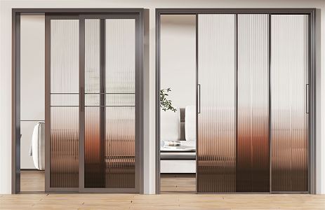 Modern sliding door glass sliding door 3d model