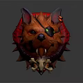 Futuristic Orange Wolf Character Design With One Eyed Goggle Spiked Collar And Small Skull